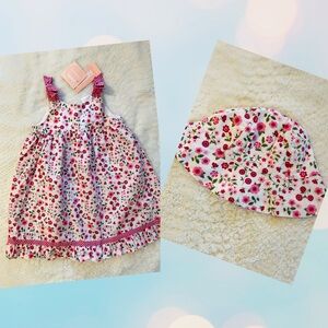 Gymboree Floral Dress with Matching hat. Size 12-18 mo. NWT.